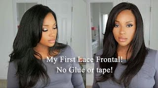 My First Lace Frontal! No Glue Or Tape!  Myinvisiblechyrsalis