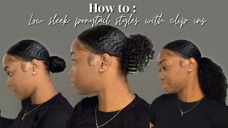  How To Easy Natural Sleek Back Styles With Clip Ins On 4C Hair || Ft. Shein