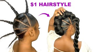 I'M So Shook!! $1 Hairstyle Using Braid Extension