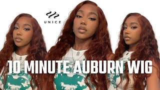 Pre Cut Lace Front 10 Minute Auburn Wig Install | Ft Unice Hair