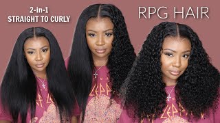  New* 2-In-1 Straight To Curly Wig Glueless Install | No Baby Hair! | Ft. Rpg Hair