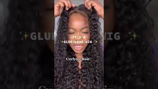 Curlyme Hair Pre-Cut Lace Glueless Wig! No Work Is Needed! #Curlymehair #Shorts #Wiginstall
