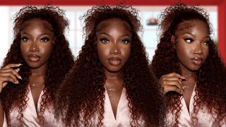 The Perfect Fall Auburn Curly Wig Install | New Tie Tok Hair Style | Ft. Beauty Forever Hair