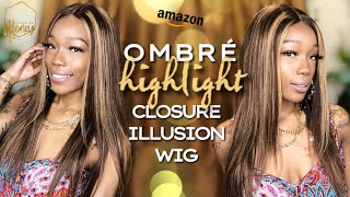 Honey Blonde Ombre Highlight Wig  Glueless Closure Wig Review + Install  Feat. Unice Hair Amazon