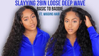 Basic To Baddie Transformation 28In Loose  Deep Wave Wig  Ft  Wiggins Hair