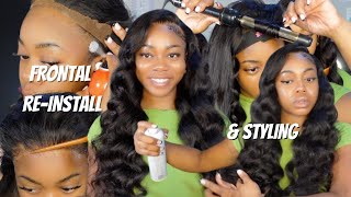 *Detailed* Frontal Re-Install + Easy Bouncy Wand Curls Ft Vshow Hair