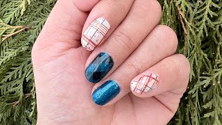 A Color Street Fall Mani In Plaid And Teal