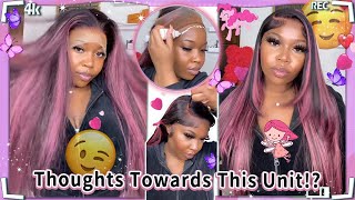 New Inspiration: Purple Highlight Straight Frontal Wig Install | Transparent Lace Ft.#Elfinhair