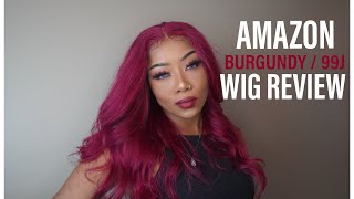 Amazon Burgundy 99J Lace Wig Review And Install | Ft. Unice Hair | Olineece