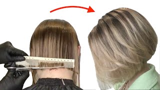 Bob Haircut Tutorial | How To Cut Your Own Hair Into Angled Bob | Medium Bob Haircut Eva Lorman
