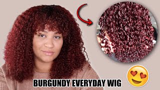 This Is A Wig?! Most Natural Burgundy Everyday Wig For Naturals! Ft. Curls Curls