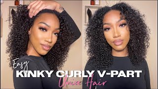 No Lace | Realistic Kinky Curly V Part Install | Unice Hair | Keeanaamari