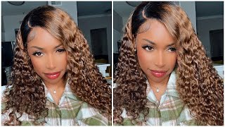 Transparent Lace Wig! Chestnut Brown Deep Wave Wig Install Ft. Luvme Hair