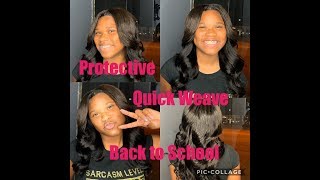 Back To School Protective Quick Weave Middle Part W/Curls