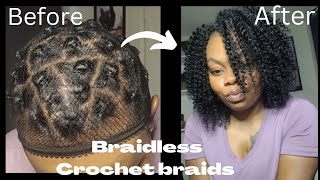 $ 20.00 Braidless Crochet Braids On Very Short Hair | Rubberband Methods | Beginners Friendly