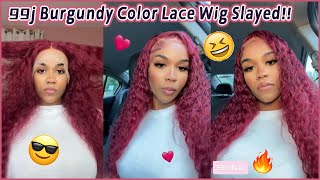 #Elfinhair Review How About  Burgundy 99J Lace Wig? 13X4 Lace Frontal Wig Install Step By Step~