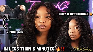 Flawless Curls In Under 5 Minutes Affordable V Part Wig Install Ft. Nadula Hair