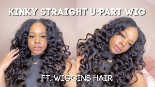 Most Natural Kinky Straight U Part Wig Install With Wand Curls | Ft. Wiggins Hair