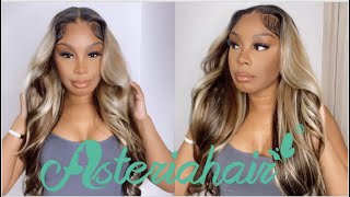 Install, Style, Layer Blonde Highlighted Wig | Start To Finish | Asteria Hair