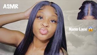 Asmr | Buss Down Middle Part Wig Install W/ Clear Nano Lace! Ft. Malinda Hair