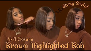 Brown Highlighted Bob Wig From Amazon! Unboxing And Install | Yasgrl Hair