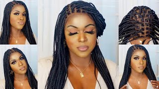 Realistic Knotless Box Braid Full Lace Wig Install | Neat And Sleek