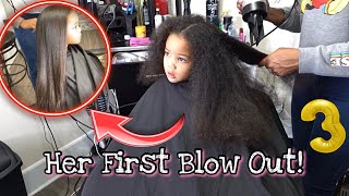 Got My Toddler Natural Hair Blown Out For The First Time For Her 3Rd Birthday!!