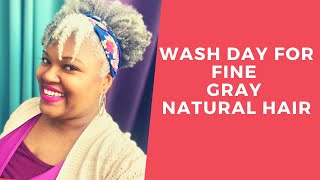Wash Day & Detangling Fine Thin Gray Natural Hair| How To Care For Gray Hair