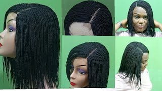 How To Make Deep Part( Side Part) Feathers Braided Wig From A-Z/ No Closure Wig.