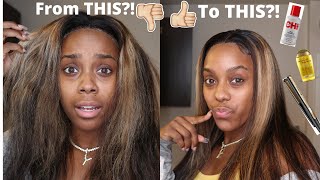 How To: Sleek Bone Straight Hair & Style | Lace Front Wig