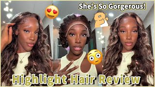 #Ulahair Highlight Color Wig Review13X4 Lace Frontal Wig Install + Big Curls Tutorial