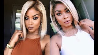 Dyed #613 Blonde Glueless Lace Front Wig Bob April Lace Wigs