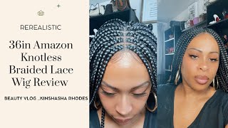 Yayakimkim | Realistic Knotless Braided 36In | Amazon Wig Review| Unboxing | Install | Under $100