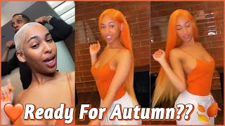 Ready For Autumn? Ultimate Melted Lace Wig Here! Orange Color Hair Install, Long Inches #Elfinhair