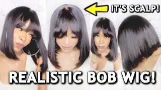 Realistic Yaki Straight Bob Wig With Scalp! Throw On & Go Natural Wig  @Luvme Hair