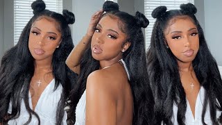 The Best Natural Kinky Straight V-Part Wig Detailed Instal Perfect For Natural Hair |Wiggins Hair|