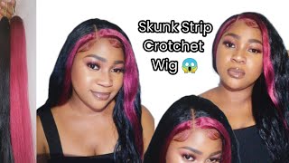How To Make A Crotchet Skunk Strip Wig Using Braiding Hair | Maroon Skunk Strip Wig