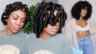 Pin Curls On Curly Hair Transformation+Outfit Ft. Aligrace
