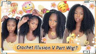 Glueless V Part Bob Wig Install! Curly Hair With Crochet Leave Out Tutorial Ft.#Elfinhair Review