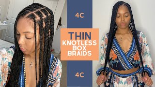 Diy Knotless Box Braids| Thin Braids| Only Two Packs Of Hair!!!