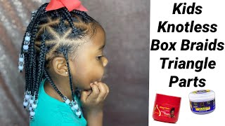 Kids Knotless Box Braids With Triangle Parts/Added Extension