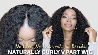 No Leave Out? No Lace? No Braids? Realistic Naturally Curly V Part Wig| Upgrade Rose Net|Nadula Hair
