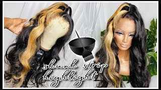 How To :Skunk Stripe + Curls |Full Process Beginner Friendly | Ft Prettygirlminkks Wig