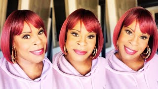 Werd- Burgundy/Red Wine Short Bob Wig With Bangs, Wig Review. No Lace. No Customization. & No Glue!