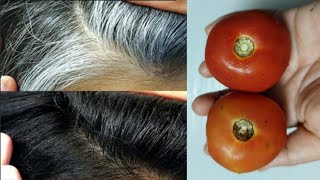 Gray Hair Turn To Black Hair Naturally Permanently With Tomato //Gray Hair Natural Dye In 4 Minutes