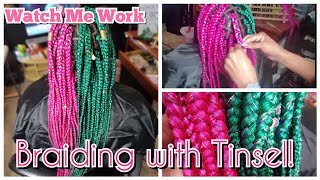 Split Dye Box Braids With Tinsel | Watch Me Work