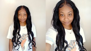 32 Inch Bust Down Middle Part Lace Frontal Wig