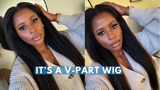 Best Kinky Straight V Part Wig Install | Quick Hairstyle For Natural  Girlies Ft.Wiggins Hair