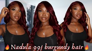 Pre-Colored Burgundy Lace Front Wig Install~Red Matches The New Season So Perfectly~Ft.Nadula Hair
