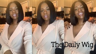Outre 100% Unprocessed Human Hair Lace Part| The Daily Wig| Straight Blunt Cut Bob 12"